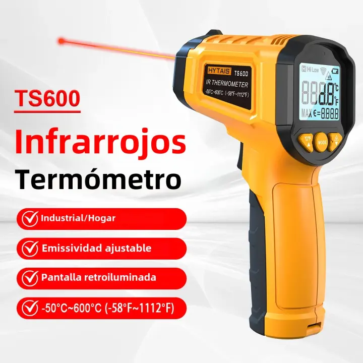 HYTAIS TS600 Termómetro Digital Infrarrojo Sensor No Contacto IR Gun 0.1-1 Emissivity -50~600°C Medidor De Temperatura Mano - 1