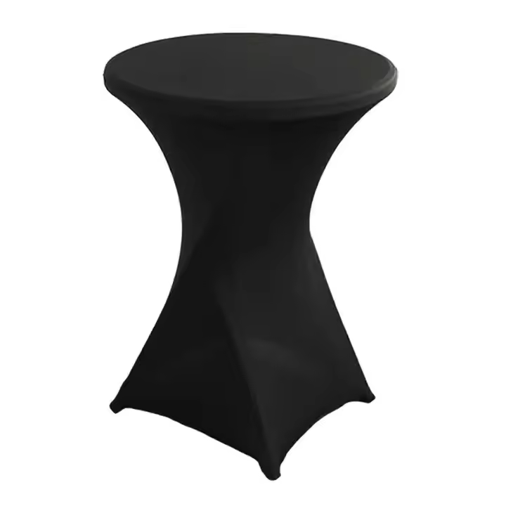 Cubierta de mesa Color sólido Diseño Alto Elástico Aceite A Prueba de Cóctel Ajuste Universal Instalación Simple Redondo High Top Mantel - 1