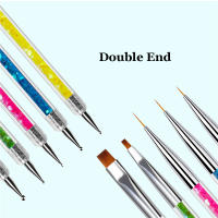 Set De 5 Pinceles De Uñas Doble Finalización Con Punto Y Perforación Herramientas De Diseño De Manicura Y Decoración De Strass - details 4