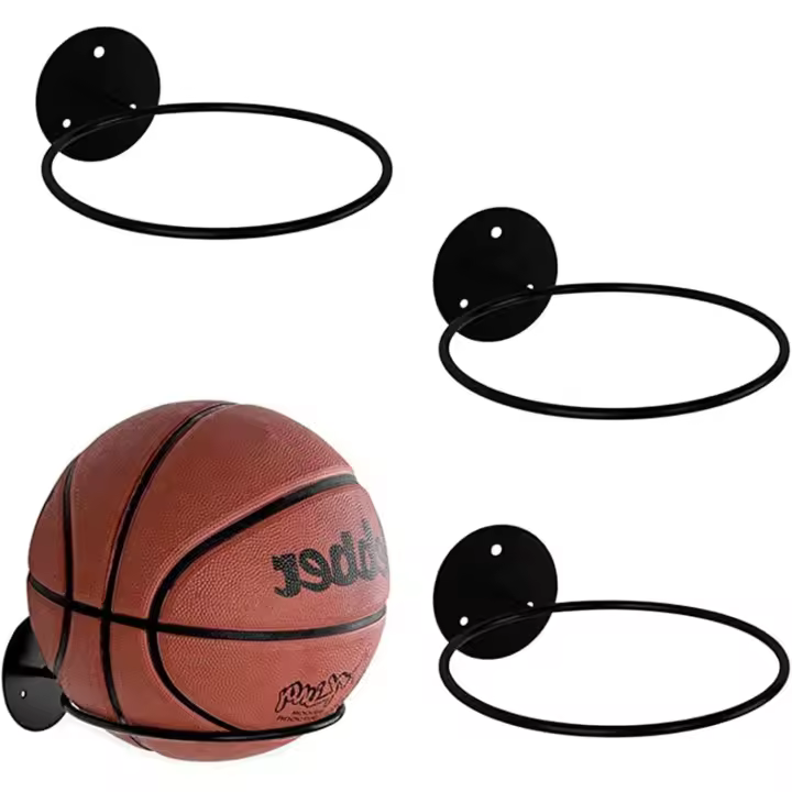 soportes para balones de fútbol, soporte de pared para balones, almacenamiento de balones de fútbol, soporte de pared para balones, estante de exhibición de balones de metal. - 1