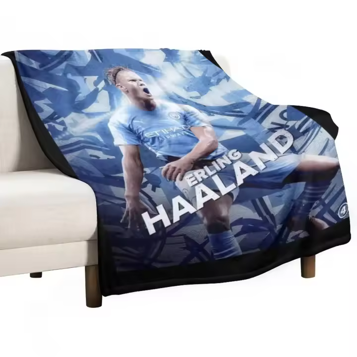 Manta De Terciopelo Coral Erling Haaland Para Verano Alfombra De Cama Personalizada Para Adultos Estilo Clásico Antipelusa Portátil Uso Versátil - 1