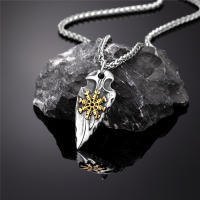 Collar De Escudo Vikingo Para Hombres Color Oro Antiguo Acero Inoxidable Amuleto De Tríptico Nórdico Colgante Inmortal Joyería Regalo - details 2