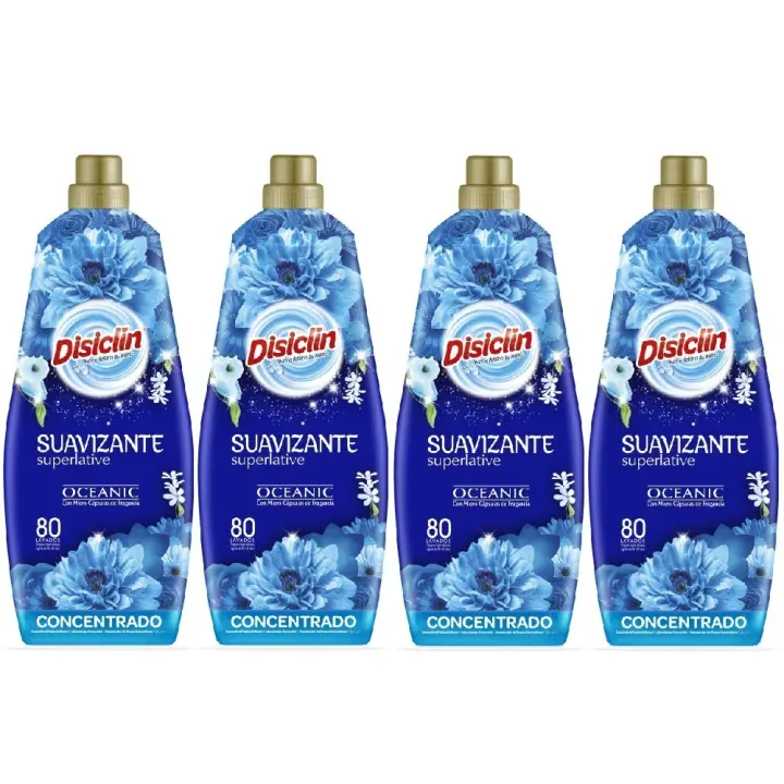 DISICLIN Suavizante Concentrado OCEANIC Botella 1.440ml 80 lavados (Pack 4) - Perfume Envolvente con Fresca y duradera fragancia a la inmensidad del océano azul, Tecnología de micro-cápsulas que ofrecen 10 semanas de frescor - 1