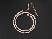 Collar De Tenis Oval Dainty Con Cristal CZ Dorado Para Mujer Joyería De Moda Para Boda Collar Geométrico De Cadenilla - details 5