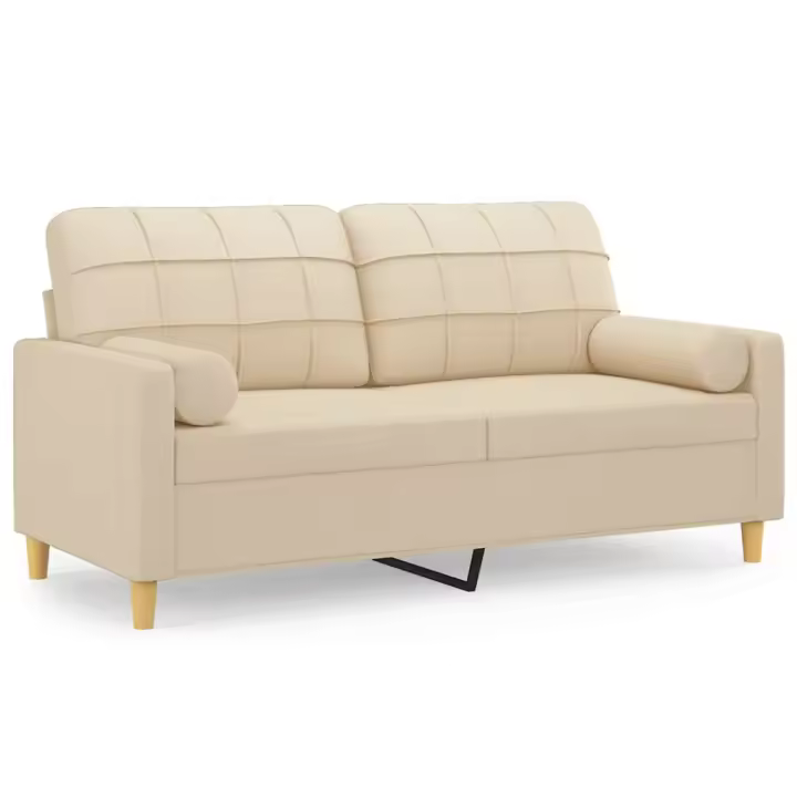 vidaXL Sofá de 2 plazas con cojines tela color crema 140 cm - 1