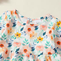 Conjunto De Moda Para Niñas De 1-4 Años 2 Piezas Camisa De Manga Larga Floral Y Jeans Con Agujeros Adecuado Para Primavera Y Otoño - details 1