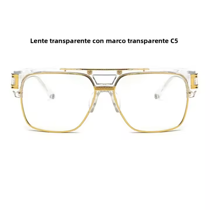 Marco De Gafas De Lujo Para Mujer Y Hombre Estilo Oversize Lentes Claras Antiglareante Marco De Acero Aluminizado Unisex - 1