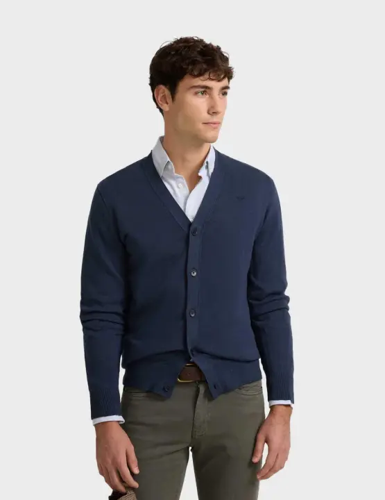 Silbon Cardigan Clasico jersey azul marino para hombre - 1