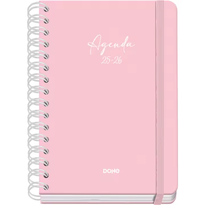 Dohe - Agenda Escolar 2025 2026 - Semana Vista, Tamaño A5 (15x21 cm), Español e Inglés, Cierre de Espiral Doble y Goma, Tapa Dura, 4 Páginas de Pegatinas - SERENITY - 1
