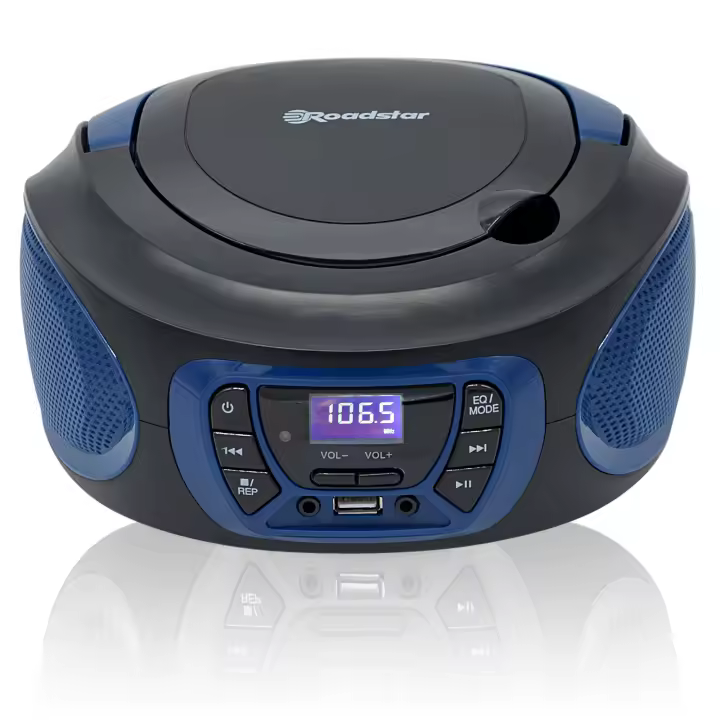 Roadstar CDR-365U/BL Radio CD Player Portátil Digital FM PLL, Reproductor CD-MP3 USB Stereo, AUX-IN Toma Auriculares, , Negro/Azul - 1