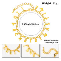 Encanto Pulsera navideña para mujer, regalo de fiesta, moda, temperamento, cobre, circonita, 14 quilates, colgante de letra - details 9
