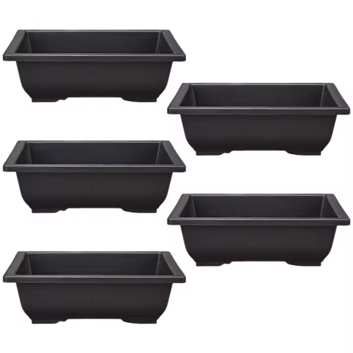 Juego De 5 Macetas Rectangulares Para Suculentas Y Bonsái Contenedor De Flores Plástico Blanco Y Azul Para El Hogar - 1
