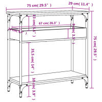 vidaXL Mesa consola estante madera ingeniería marrón roble 75x29x75 cm Mesa de sofá Mesa de Entrada para Salón Consola de Entrada Mueble Recibidor Mesita Mesa auxiliar Salon - details 6