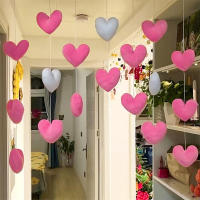 Cortina De Corazón Rosa Para Niñas Decoración De Habitación Cortina Divisoria Con Borlas Y Diamantes Para Sala De Estar Moderna Cortina Translúcida De Poliéster - details 3