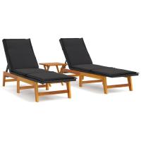 vidaXL Tumbona con cojín ratán sintético y madera maciza acacia Modelos de 2x sun lounger +table, Tumbona, Tumbona + Mesa Sillas de Exterior Ideal para jardín, playa, piscina, terraza Tumbona Piscina Tumbonas Playa Tumbonas Jardín Exterior - details 2
