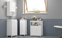 VASAGLE Armario del Baño, Mueble Baño, Armario de Cocina, Organizador con Compartimiento Abierto, Armario Almacenaje con 2 Puertas, 30 x 60 x 80 cm, Blanco/Gris - details 1