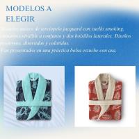 QUALITY TOWELS. ALBORNOZ de BAÑO UNISEX tres modelos con cuello smoking y cinturón extraíble de terciopelo jacquard tejido 100% algodón de 500 grs/m2. Diferentes tallas a elegir. - details 2