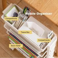 Estante De Libros Móvil De Piso Con Ruedas Gran Capacidad Multi-capa Para Estudio Estante De Almacenamiento De Ruedas Para Mesa - details 14