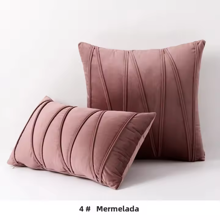 Funda De Cojín De Veludo Rayado Set De 1/2 Moderno Decorativo Para Sofa Cómodo Rojo Para Decoración De Hogar Navidad Materiales Poliéster Técnica Tejida Adultos - 1