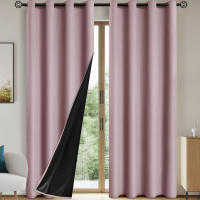 2pcs Cortinas Oscurecedoras De Sólido Negro 100% Para Dormitorio Y Sala De Estar Protección UV Deslizamiento Fácil Y Diseño Estilizado - details 15