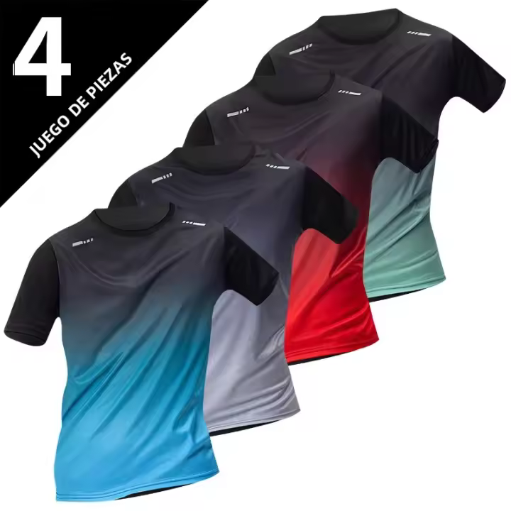 Camiseta Casual Para Hombres 1/4 Pack 2025 Quick-Drying Mixto Multicódigo Deportivo Manga Corta Estilo Joker Moda Para Adolescentes - 1