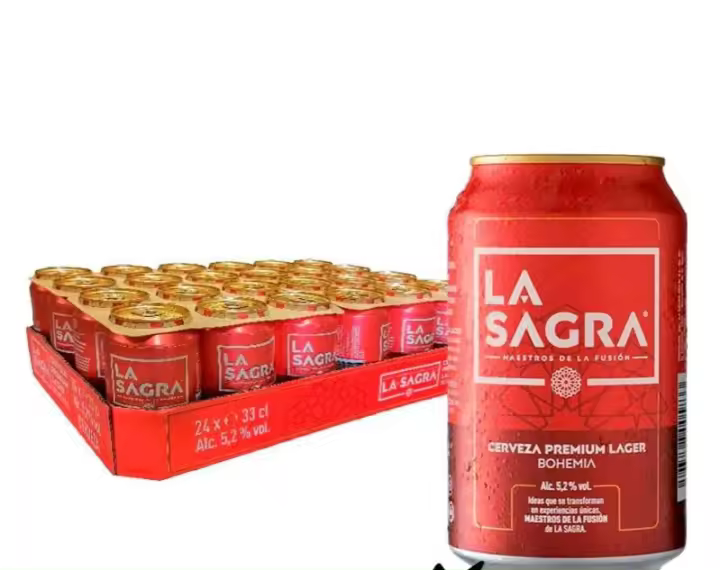La Sagra - Cerveza Lager estilo Pilsner - Alc. 5,2% Vol. - Caja de 24 latas de 330 ml - Total: 7920 ml - 1
