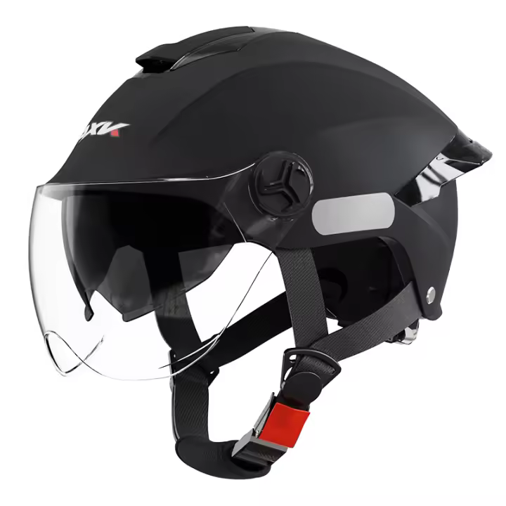 Casco De Motocicleta De Verano Protección Impacto Seguridad Con Lente Corta Y Ala Trasera Ordinary En Negro Material ABS+PC Peso 750g - 1