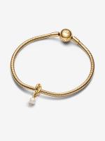 Pandora - Charm Colgante de Círculo de eternidad con Perla cultivada de Agua Dulce tratado-Baño de Oro de 14K - details 1