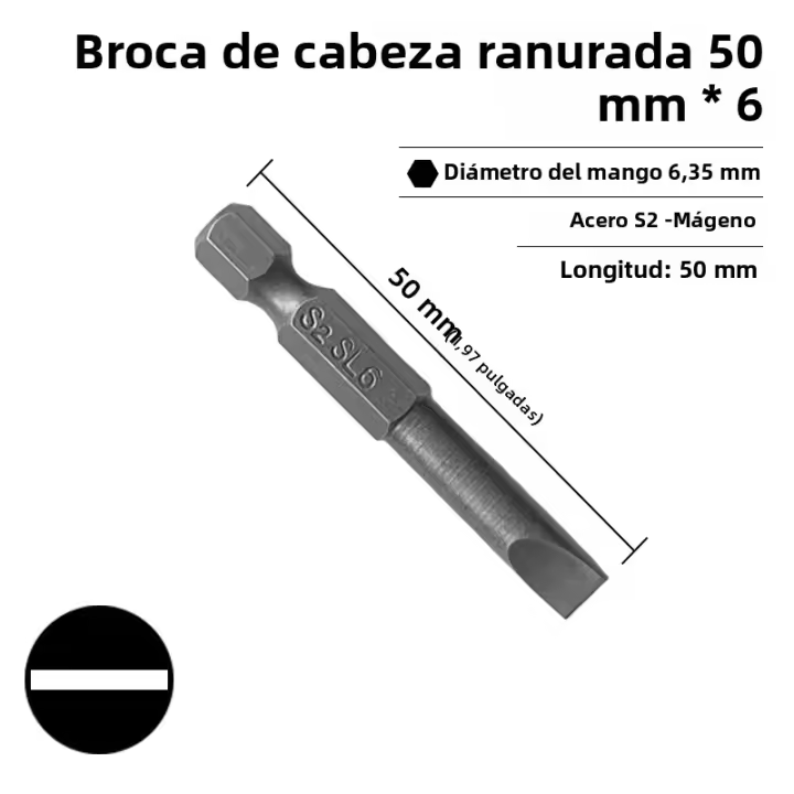Puntas De Destornillador Magnéticas Planas 50/100mm 2.0-6.0mm Con Embozo Hexagonal 1/4" Herramientas Manuales Accesorios - 1