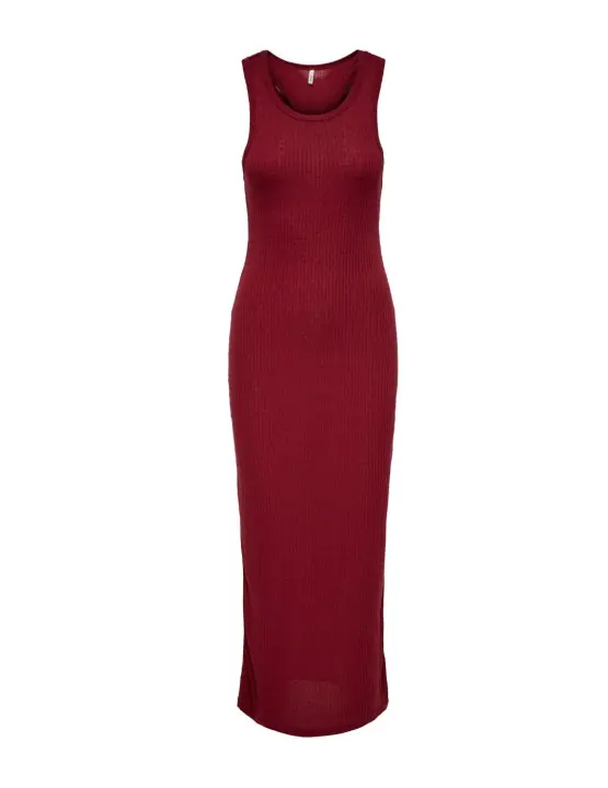 Vestido Only Ryder maxi granate textura sisa para mujer - 1