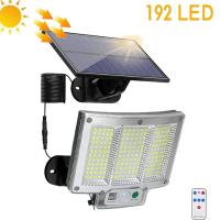1PC Luz Solar Exterior Impermeable Con Sensor De Movimiento Y Control Remoto 3 Modos 192 LED Para Patio Garage Jardín - details 5