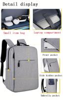 Bolsos,1PC Mochara gris para portátil de Negocios, Bolsa de viaje Ligera de Tela con Correa ajustable, cerre de Cremallera, forro de poliéster, detalle de Hilo de Coser, diseño de Cordones PARA LA Escuela, Actividades al Aire Libre - details 3