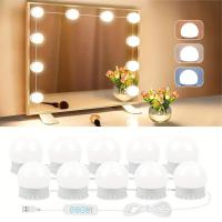 Espejo De Maquillaje Con Luz LED Bombilla USB Cargable Iluminación Para Mesa De Vestir Baño Dimmerizable Luz De Vanidad - details 0