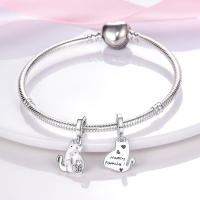 925 Plata Esterlina Encantador Gato Uña Rosa Charms Bolas Para Pulsera Original 3mm Joyería Fina Hecha a Medida Cumpleaños Fiestas Aniversarios Bodas Compromisos - details 3