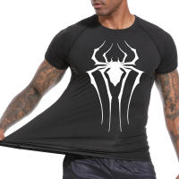 Camiseta Deportiva De Secado Rápido Para Hombres Con Estampado De Araña Camiseta De Compresión Para Gimnasio Y Running Camiseta Básica Antirrash - details 4