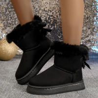 Botas De Nieve Elegantes Con Lazo Y Punta Redonda Para Mujer Invierno Confortables Antideslizantes Suaves De Velours Calientes Botines De Tacón Medio Calf High - details 7