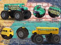Camiones monstruo de autobús escolar a escala 1:43, amarillos, de metal, para niños. - details 0