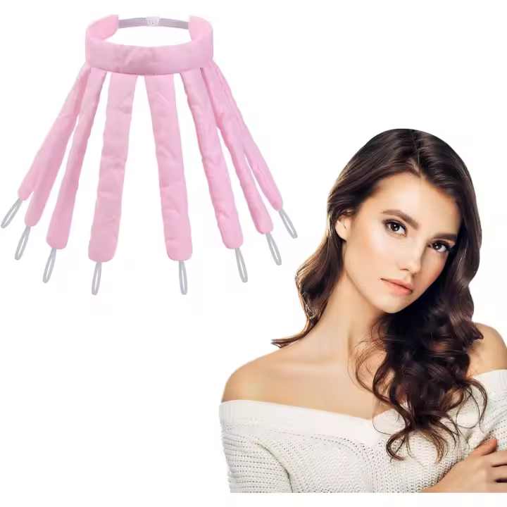 Pulpo Diseño sin Calor rizadores de pelo para Cabello Largo, suave dormir Dura la noche Girata de Seda rodillos de pelo perezoso rizador conjunto DIY Herramientas de Peinado del Cabello (Pink) - 1