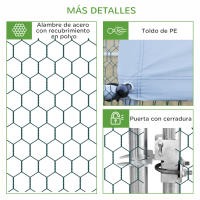 PawHut Gallinero de Exterior Grande Jaula Cercado de Acero Galvanizado con Techo de PE y Cerradura para Conejos Aves de Corral Plata - details 6