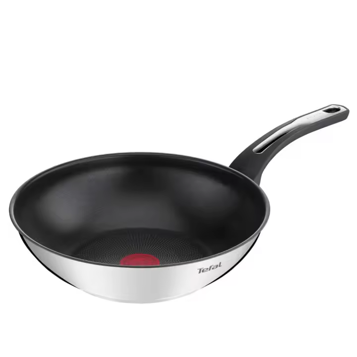 Wok Antiadherente Emotion de Tefal, 28 cm, Acero Inoxidable con Revestimiento de Titanio, Compatible con Inducción y Horno hasta 175 °C - 1