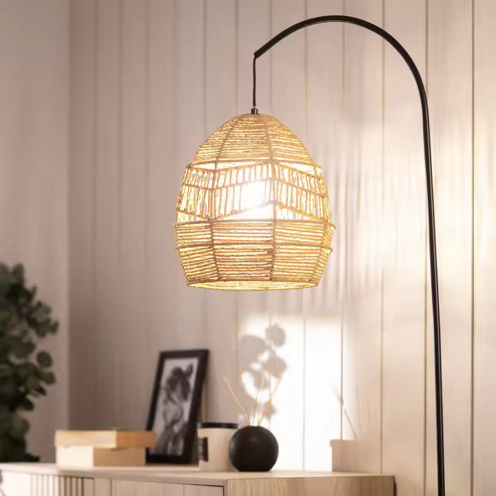 Ledkia Lámpara de Pie Beyawo de Metal y Papel Trenzado Único Diseño Elegante - 1