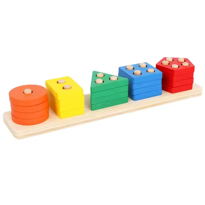Juguete De Montessori De Madera Para Niños Y Bebés De 1 Año Habilidad Motor Fine De Pila De Empaque Y Juego De Alineación Juguete Educativo Para La Escuela Preescolar - 1