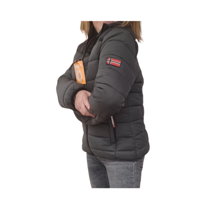 Cazadora pluma Geographical Norway gris para mujer de estilo casual  - Envío rápido - ¡Compra ya!- La Hormiga Negra