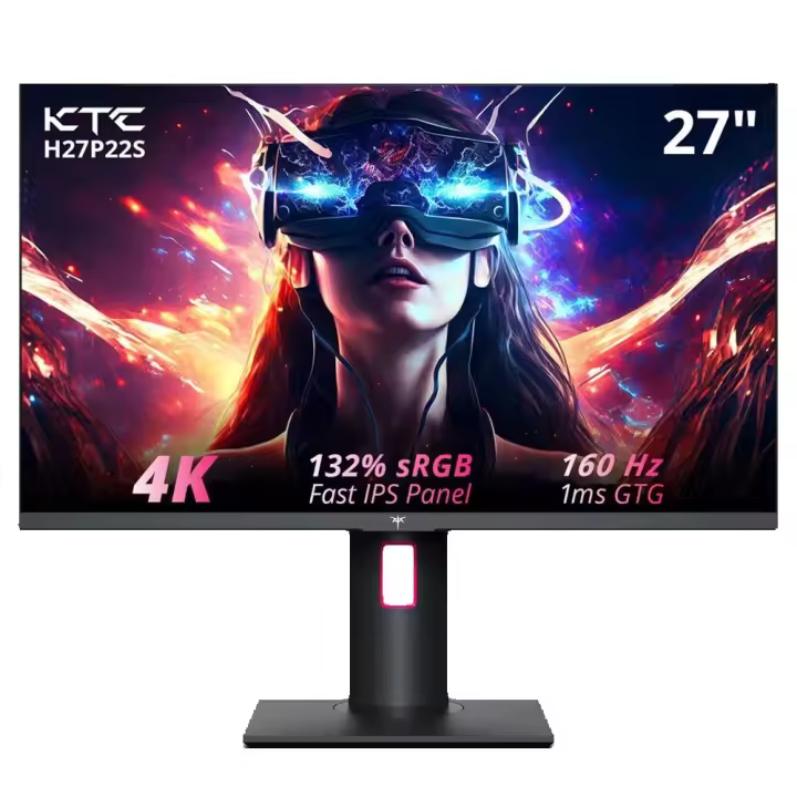 Monitor gaming KTC H27P22S, Fast IPS, 27 pulgadas, 3840x2160 UHD, HDR, 160 Hz, 1ms, 2x HDMI 2.1, 2x DP 1.4, 1x USB 2.0, Salida de audio, FreeSync, VESA - 1