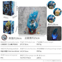 Figura De Acción Dragon Ball 28CM Ls Gogeta Kubei Fusión Super Saiyan Tres Cabezas Escultura Luminosa Modelo Estatua Adorno Regalo - details 0
