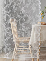 Cortina De Encaje Elegante Y Romántica En Blanco Con Rodillo Europeo Para Dormitorio Y Ventana Del Salón 100% Poliéster Translúcida - details 5