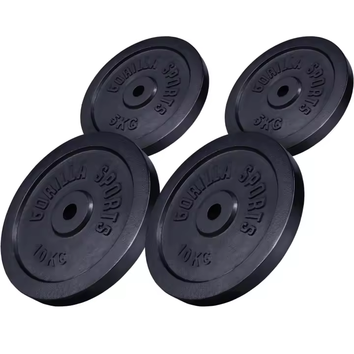 Gorilla Sports Juego de discos  de peso de hierro fundido 30kg - 2x 15kg - 1