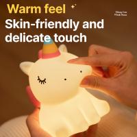 Lámpara Nocturna De Silicona Unicornio Para Niños Luz LED Recargable Por USB Decoración De Habitación Animal Cartoon Lámpara Táctil Para Regalos - details 23