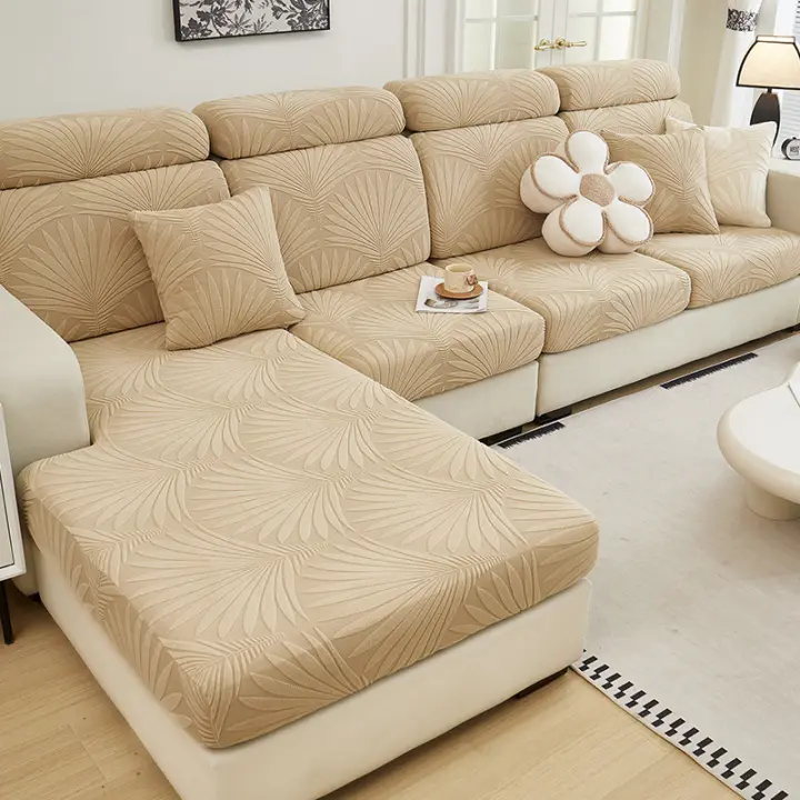 Funda protectora del sofá, cubierta del cojín del asiento, acolchada para la espalda, Jacquard de Manga elástica, sólida，Fundas Sofa Elasticas - 1