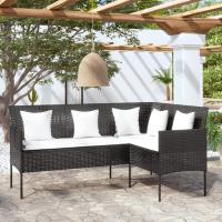 vidaXL Sofá en forma de L con cojines ratán sintético en color Negro/Gris | acolchados duraderos para sofás de jardín terraza exterior - details 0